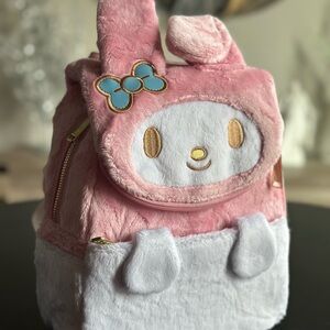 Loungefly Pink and White Plush Backpack